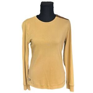 Lauren Ralph Lauren Brown Crew Neck Faux Leather Elbow Patch T-Shirt Size L